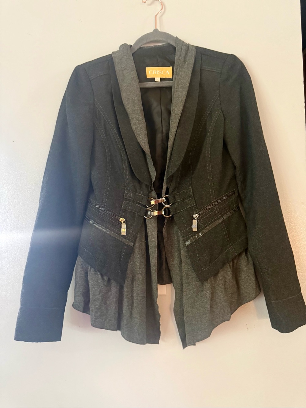 Vintage CRISCA Avant Garde Layered Blazer Jacket Black Grey S